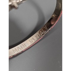 Vintage Made in Italy Pink Leather Bracelet Fleur De Lis Clasp Silver Tone 6.25″
