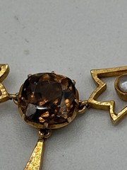 Antique 15K Gold Filigree Lavaliere Y Necklace Seed Pearls 9 Grams Stamp 15C