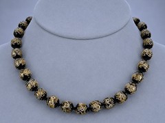 ANTIQUE MURANO VENETIAN BEAD NECKLACE WEDDING CAKE LAMPWORK C.1890