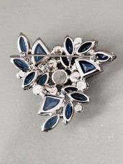 Vintage Verified JULIANA Blue Glass Pie Cut Bracelet, Brooch & Earring Set