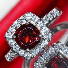 925 sterling silver ring 3.00ct garnet white sapphire halo size 7 handmade 3.5gr