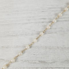 Vintage Wired Mid Century 10K Yellow Gold 5.7mm Pearl Chain Link Bracelet 7.5″