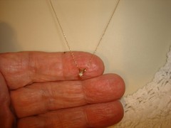 Vtg Delicate 10K Solid Gold Choker Chain Tiny Diamond Pendant Necklace 18.5″ L