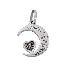 Vintage Sterling Silver 925 I Love You To The Moon Crescent Moon Pendant