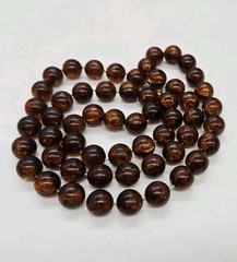 Root beer Amber Brown Lucite Necklace Acrylic Ball Long Vintage 30 in