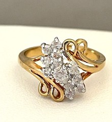 Vintage 1960s Vargas CZ Cluster Ring 18KT Gold Plate Size 7 Mid Century – 5T