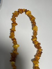 110g VINTAGE CHUNKY EGG YOLK BALTIC HONEY AMBER RAW NUGGET NECKLACE LONG 34”