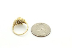 Vintage 1980s 14K Yellow Gold Channel Set Baguette Diamond Cluster Ring-Pinwheel