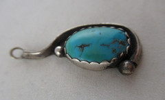 Pendant Vintage Native SouthWest Turquoise n Sterling Silver Old Pawn Small-Sz.