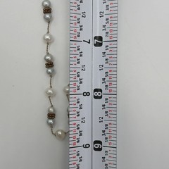 925 Freshwater Pearl Necklace 17in Sterling Silver Hand Knotted Spacers Station