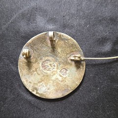 Signed Silver Round Mother of Pearl/Abalone Portrait Inlay Brooch Pin
