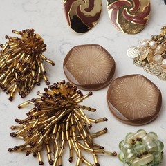 Vtg Clip-On Earrings Lot of 12 Pair Plastic Acrylic Metal Upcycle Craft Retro