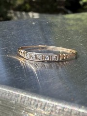 Antique Vintage Art Deco 14k Gold Rose Cut Diamond 5 Stone Diamond Band