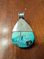 Vintage Sterling Silver Turquoise Pearl Pendant
