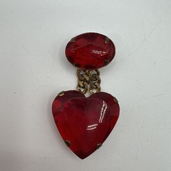 Vintage Large Heart Shaped Pin Red Copper