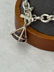 Giftcraft 2008 Bracelet Silver Tone Chain Link Red Crystal Charm