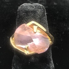 Vintage 18KT GE Gold Plated Pink Austrain Crystal Unique Cut Ring varied sizes