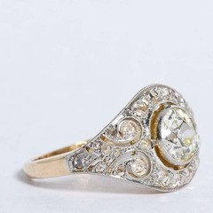 Art Deco Vintage 2.30 Ct White Diamond Wedding Ring 14K Yellow Gold Plated