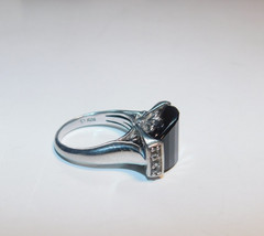 Very Unusual Vintage Smokey Quartz with Accent Diamonds 925 Silver Sz6 #28