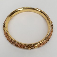 Vintage Face Clad Gold Bangle Ornate Filigree Bracelet Boho Chic Marked F.C.