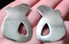Vintage Signed Jane Koplewitz Sterling Silver Modernist Abstract Clip Earrings