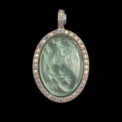 Medieval Retro Vintage Light Luxury Cute Mermaid Series Oval Magnetic Pendant