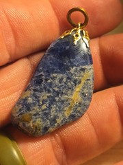 Vintage Ladies Solidite Pendant Natural Polished Stone Gilt