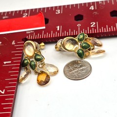 Vintage Earrings Teardrop Beaded Kundan Style Screwback Clip On Gold Tone SK3108