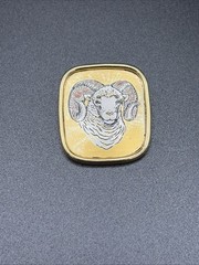 Reed & Barton Damascene UNC Rameses Ram Pendant Gold Tone