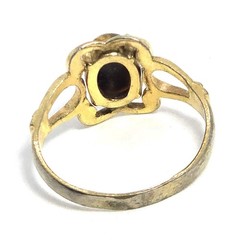 Brown Tiger’s eye yellow 18k gold electroplate vintage ring size 6