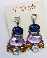 Art Deco Dangle Drop Chandelier Earrings Hippie Boho Asymmetrical 80’s 2.5 in