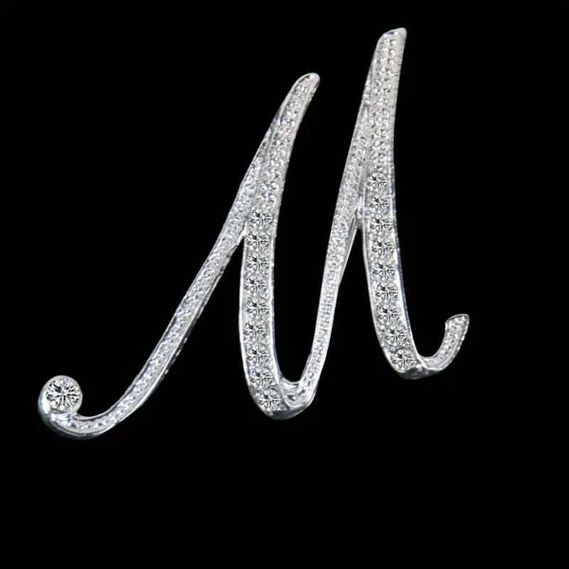 English Letter M Alloy Brooch Inlaid Rhinestone Female Temperament Brooch Trendy