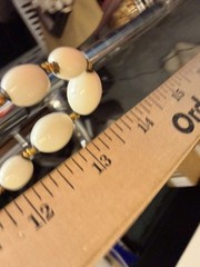 Vintage Necklace Miriam Haskell White Bead Glass Signed Box Clasp 28 in H1