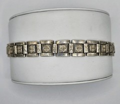 Antique 90% Silver Hand Engraved Panel Bracelet 7.5″ 36G Hand Made Adjustable
