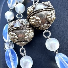 Vintage Opaline Glass Moon Glow Opera Necklace 56” Layering Statement Opalite