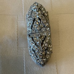 VTG Coro Duette Silver Tone Rhinestone Art Deco Convertible Dress Clips Brooch