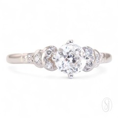 THAT GATSBY SPARKLE 1920s 18K White Gold Platinum Old European Cut Diamond Ring