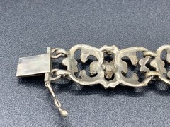 Art Nouveau Biedermeier .835 Silver 7 Panels Bracelet Bangle Arm Jewellery 30g
