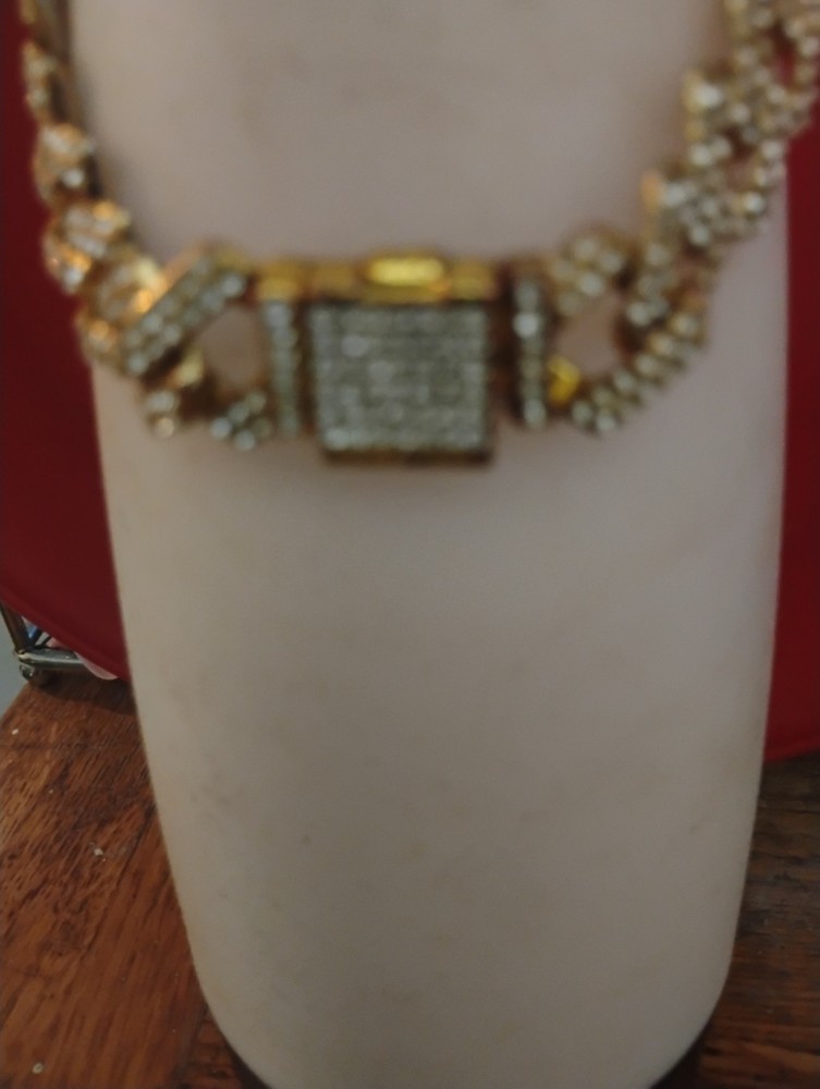 Vintage Gold Plated Moissanite Cuban Link Bracelet