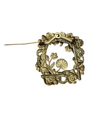 Vintage Gold Tone Ladybug Garden Brooch Rhinestone Floral Bug Pin Nature Gift