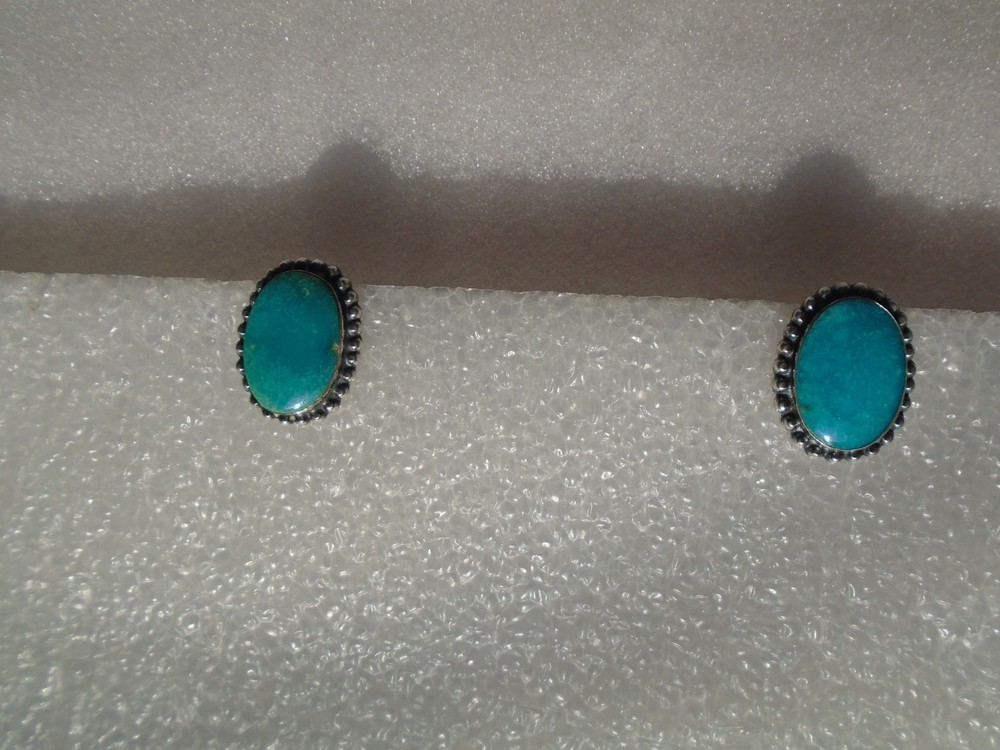VINTAGE 925 STERLING SILVER TURQUOISE CLIP ON EARRINGS OLD PAWN