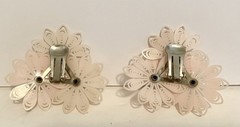 Vintage CLIMBER SOFT PLASTIC Pink rhinestone flower earrings 1950s