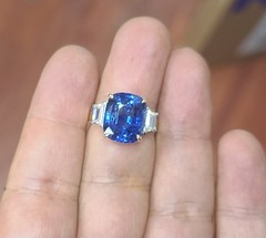 Vintage 18k Platinum Engagement Ring 10.41CT.Natural Cushion Blue Sapphire GIA