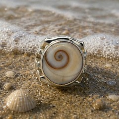 Shiva Eye Ring Sterling Silver Shell Men Boho Statement Cutout 925