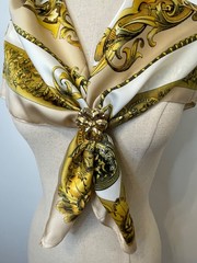Scarf Clip Gold Tone Pansy Flower Hinged Vintage