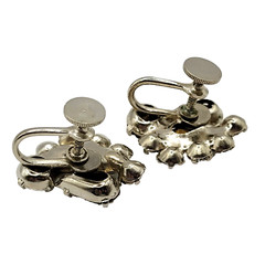 Clear Rhinestone Climber Sparkle Prism Fancy Event Vintage Screwback Earrings