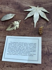 Vintage 1980’s Gold Plated Real Leaves and Pinecone Handmade- lot of 4 pieces