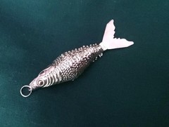 Vintage Articulated Fish Pendant Silver Movable Segmented 2.5 Inch