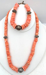 Vintage Queen Conch Shell Necklace Bracelet Set Sterling Silver 925