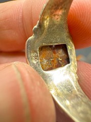 Vintage Sterling Silver 925 Statement Ring Fire Opal Textured Band Size 10